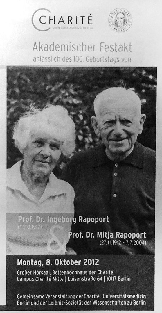 Flyer zu Akademischen Festakt zum 100. Geburtstag von Prof. Dr. Ingeborg Syllm-Rapoport im Jahr 2012.