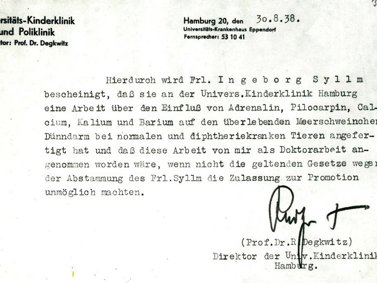 Schreiben aus dem Jahr 1938