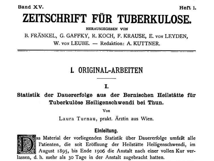 Titelseite eines Fachartikels der Zeitschrift für Tuberkulose
